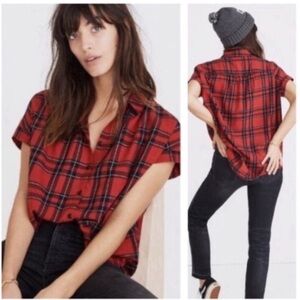 Madewell Central Popover Shirt in Dahl Plaid size XS